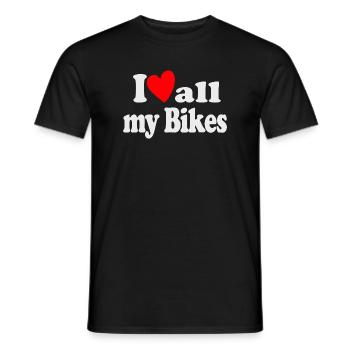 J’aime tous mes vélos - T-shirt homme - noir - Devant - AI Model Male 178 light (178cm)