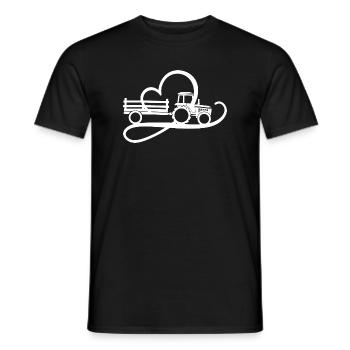 Tractor with heart farmer farmer's wife heartbeat - Men's T-Shirt - black - Front - AI Model Male 178 light (178cm)