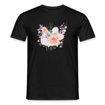 Komposition aus Seerosen und Hortensien Blüten - Männer T-Shirt - Schwarz - Vorne - AI Model Male 178 light (178cm)
