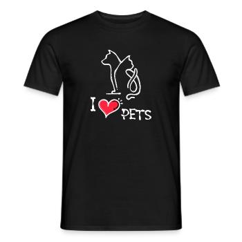 Cat I Love Pets Dog Statement Animals - Men's T-Shirt - black - Front - AI Model Male 178 light (178cm)