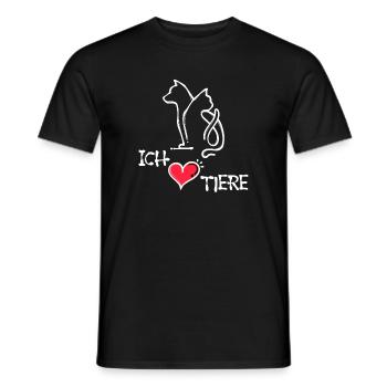 Katze Hund Statement Ich Liebe Haustiere Herz - Männer T-Shirt - Schwarz - Vorne - AI Model Male 178 light (178cm)
