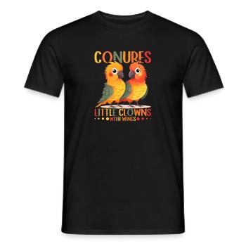 Parakeets little clowns with wings Conure Design - Men's T-Shirt - black - Front - AI Model Male 178 light (178cm)