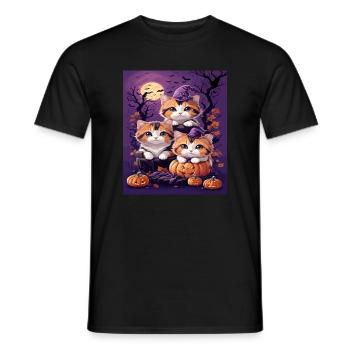 Trio de Chatons au style d'Halloween - T-shirt homme - noir - Devant - AI Model Male 178 light (178cm)