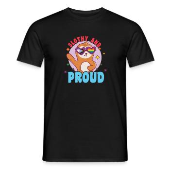 Fabulous Sloth Life with LGBT Flag, St - Men's T-Shirt - black - Front - AI Model Male 178 light (178cm)