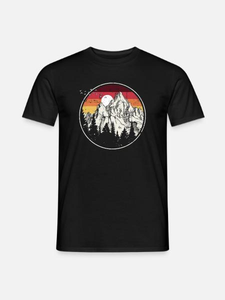 Retro Mountain Sunset Circle - Men's T-Shirt - black