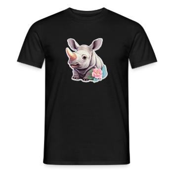 Niedliches Nashorn Mit Blumen Cute Shirt - Männer T-Shirt - Schwarz - Vorne - AI Model Male 178 light (178cm)