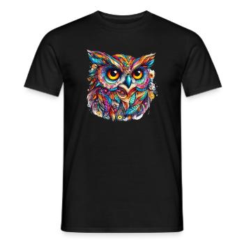 Eule - Männer T-Shirt - Schwarz - Vorne - AI Model Male 178 light (178cm)