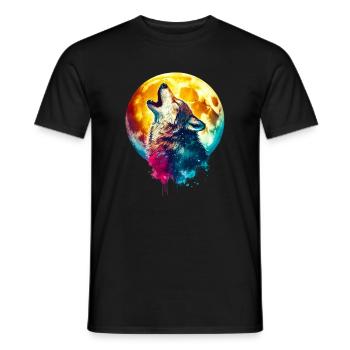 Le loup hurle à la lune - T-shirt homme - noir - Devant - AI Model Male 178 light (178cm)
