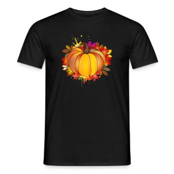 Kürbis in herbstliche Farben,Herbstlaub & Graffiti - Männer T-Shirt - Schwarz - Vorne - AI Model Male 178 light (178cm)
