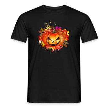 Halloween pumpkin with autumnal graffiti - Men's T-Shirt - black - Front - AI Model Male 178 light (178cm)