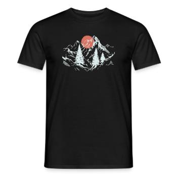 Purpurrote Sonne über den Alpenkiefern - Männer T-Shirt - Schwarz - Vorne - AI Model Male 178 light (178cm)