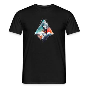 Aventuriers sur la chaîne de montagnes géométrique - T-shirt homme - noir - Devant - AI Model Male 178 light (178cm)