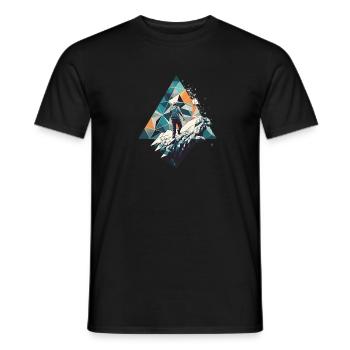 Geometrischer Bergsteiger im Polygonstil - Männer T-Shirt - Schwarz - Vorne - AI Model Male 178 light (178cm)