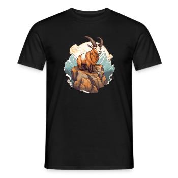 Chèvre de montagne avec des cornes dans le style alpin - T-shirt homme - noir - Devant - AI Model Male 178 light (178cm)