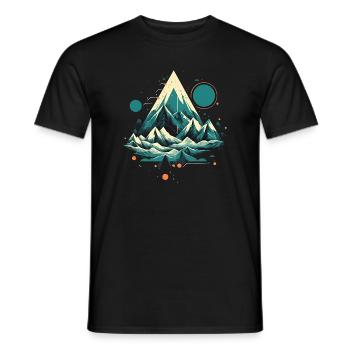 Faszinierende Berglandschaft mit Polarlichtern - Männer T-Shirt - Schwarz - Vorne - AI Model Male 178 light (178cm)