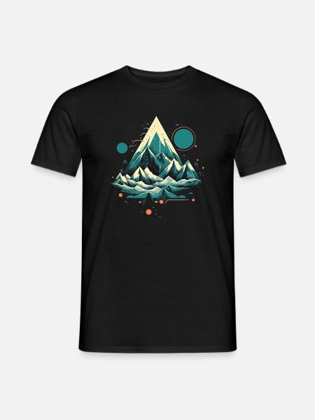 Faszinierende Berglandschaft mit Polarlichtern - Männer T-Shirt - Schwarz