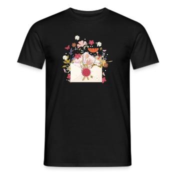 floraler Briefumschlag mit Blüten und Siegel - Männer T-Shirt - Schwarz - Vorne - AI Model Male 178 light (178cm)