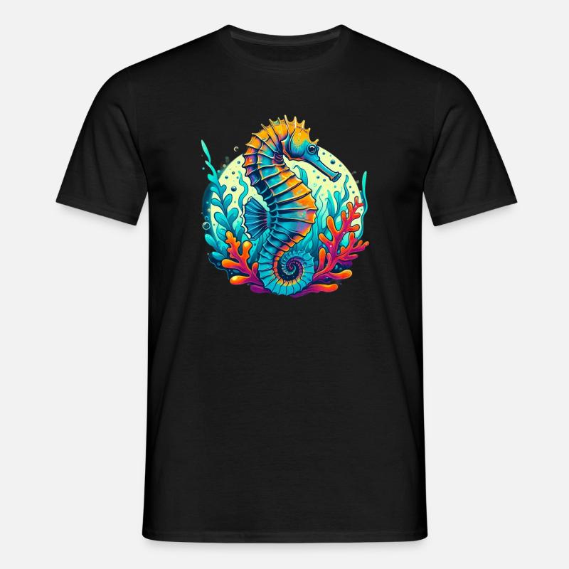 Seepferdchen - Männer T-Shirt - Schwarz