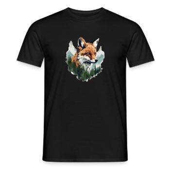 Fox, Forest, Mountains, Foxes, Nature, Trees, Animals - Men's T-Shirt - black - Front - AI Model Male 178 light (178cm)