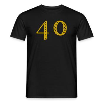 40. 40 ANS. 40e ANNIVERSAIRE. ANNIVERSAIRE 40 ANS. - T-shirt homme - noir - Devant - AI Model Male 178 light (178cm)