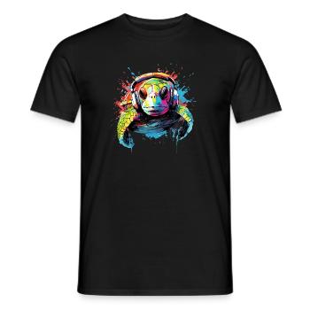 Turtle with headphones Turtles Animals - Men's T-Shirt - black - Front - AI Model Male 178 light (178cm)