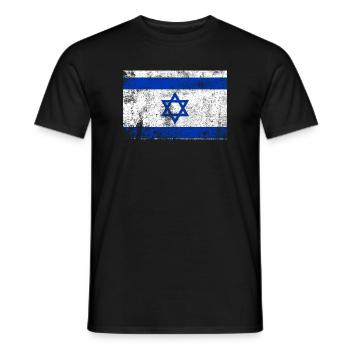 Drapeau d’Israël drapeau Grunge rétro Vintage - T-shirt homme - noir - Devant - AI Model Male 178 light (178cm)