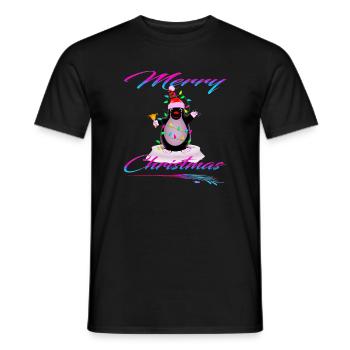 Maulwurf als Weihnachtsmann ruft Merry Christmas - Männer T-Shirt - Schwarz - Vorne - AI Model Male 178 light (178cm)
