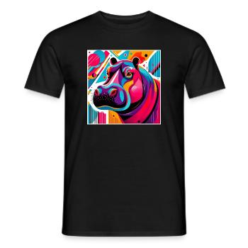 Hippopotamus - Men's T-Shirt - black - Front - AI Model Male 178 light (178cm)