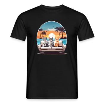Cats by the sea - Men's T-Shirt - black - Front - AI Model Male 178 light (178cm)