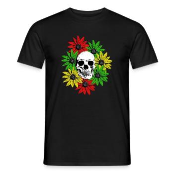 Floral Framed Skull - Men's T-Shirt - black - Front - AI Model Male 178 light (178cm)
