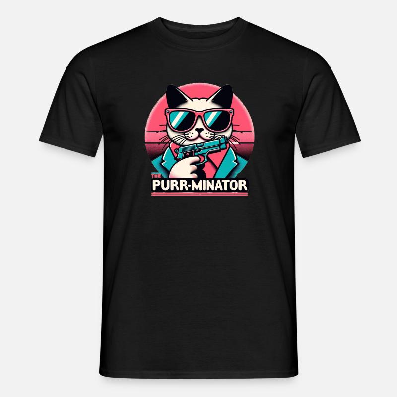 The Purr-minator - Männer T-Shirt - Schwarz