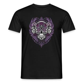 Ailes d’Halloween Sugar Skull - T-shirt homme - noir - Devant - AI Model Male 178 light (178cm)