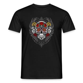 Ailes d’Halloween Sugar Skull - T-shirt homme - noir - Devant - AI Model Male 178 light (178cm)