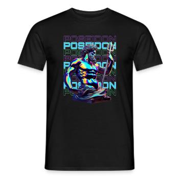 Neon Poseidon Trident - Men's T-Shirt - black - Front - AI Model Male 178 light (178cm)