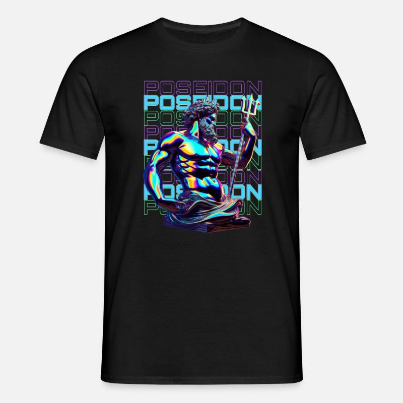 Neon Poseidon Trident - Männer T-Shirt - Schwarz