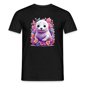Süßer Seehund - Männer T-Shirt - Schwarz - Vorne - AI Model Male 178 light (178cm)