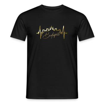 Budapest Skyline Heartbeat Hongrie Coeur Budapester - T-shirt homme - noir - Devant - AI Model Male 178 light (178cm)
