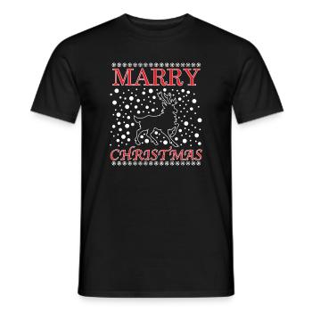 Weihnachtshund Sprung mit Schriftzug - Männer T-Shirt - Schwarz - Vorne - AI Model Male 178 light (178cm)
