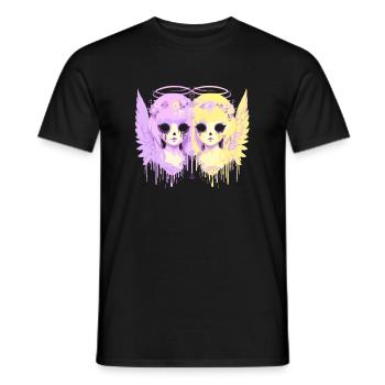 Doppelte Gelassenheit: Verträumte pastellfarbene Gothic-Engel - Männer T-Shirt - Schwarz - Vorne - AI Model Male 178 light (178cm)