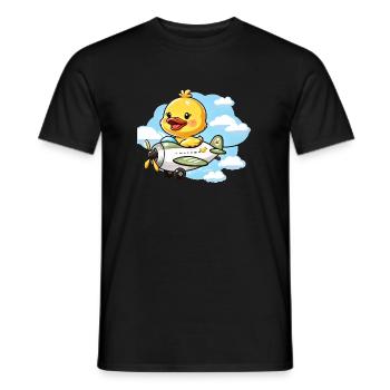 Cute Duck Aviator Design - Men's T-Shirt - black - Front - AI Model Male 178 light (178cm)