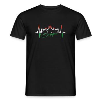 Budapest Skyline Heartbeat Hongrie Coeur Budapester - T-shirt homme - noir - Devant - AI Model Male 178 light (178cm)