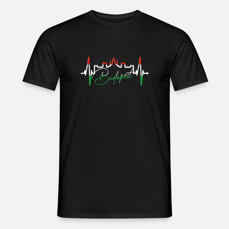 Budapest Skyline Herzschlag Ungarn Herz Budapester - Männer T-Shirt - Schwarz