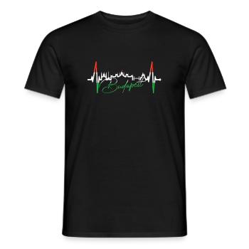 Budapest Skyline Heartbeat Hongrie Coeur Budapester - T-shirt homme - noir - Devant - AI Model Male 178 light (178cm)