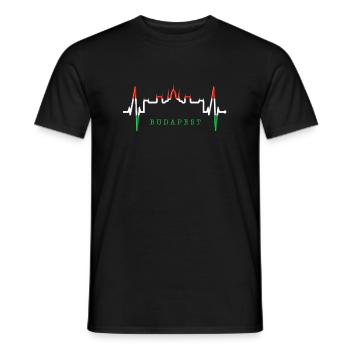 Budapest Skyline Heartbeat Hongrie Coeur Budapester - T-shirt homme - noir - Devant - AI Model Male 178 light (178cm)