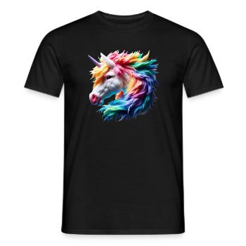 Bunter Einhornkopf - Männer T-Shirt - Schwarz - Vorne - AI Model Male 178 light (178cm)