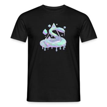 Iridescent Glyph Serpent on Melted Prism - Men's T-Shirt - black - Front - AI Model Male 178 light (178cm)