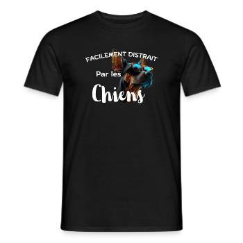Facilement Distrait Par les Chiens - T-shirt homme - noir - Devant - AI Model Male 178 light (178cm)