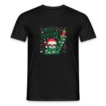 Merry slothmas Chemise animal paresseux de Noël, - T-shirt homme - noir - Devant - AI Model Male 178 light (178cm)