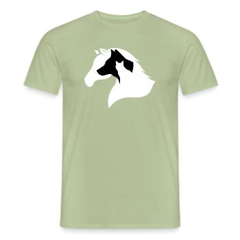Silhouette De Cheval, Chien, Chat - T-shirt homme - vert sauge - Devant - AI Model Male 178 light (178cm)