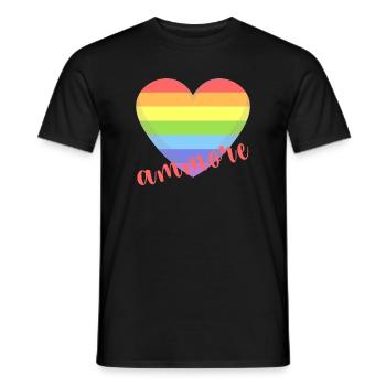 t-shirt Napoli ammore gay lgbt coeur gay pride - T-shirt homme - noir - Devant - AI Model Male 178 light (178cm)